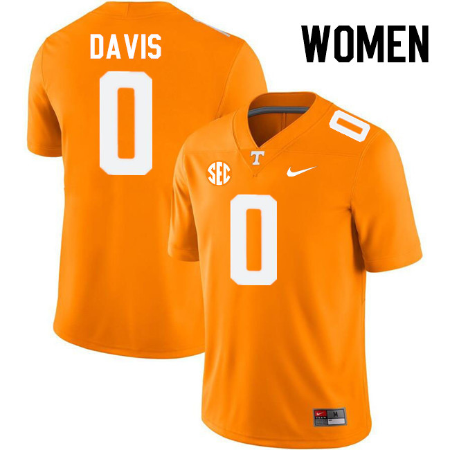 Women #0 Ethan Davis Tennessee Volunteers College Football Jerseys Stitched-Orange